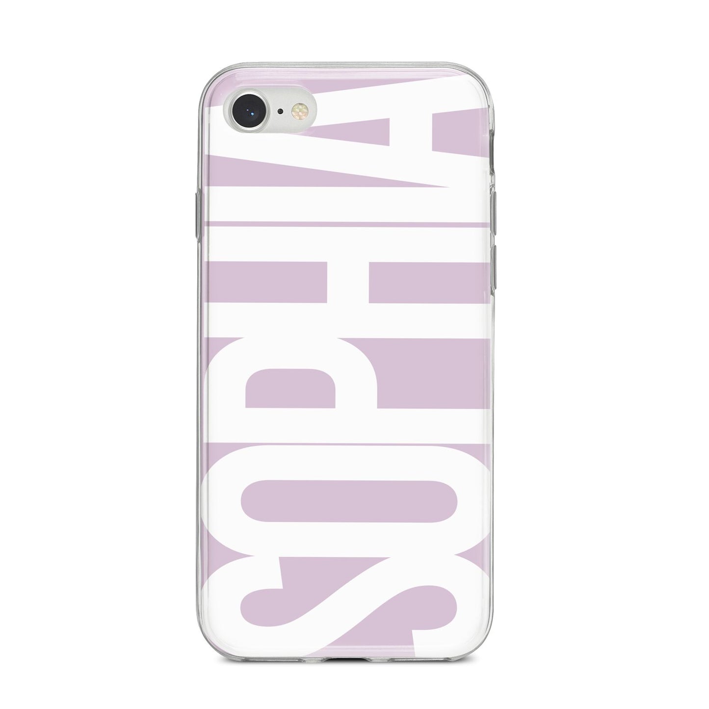 Dusty Pink with Bold White Text iPhone 8 Bumper Case on Silver iPhone