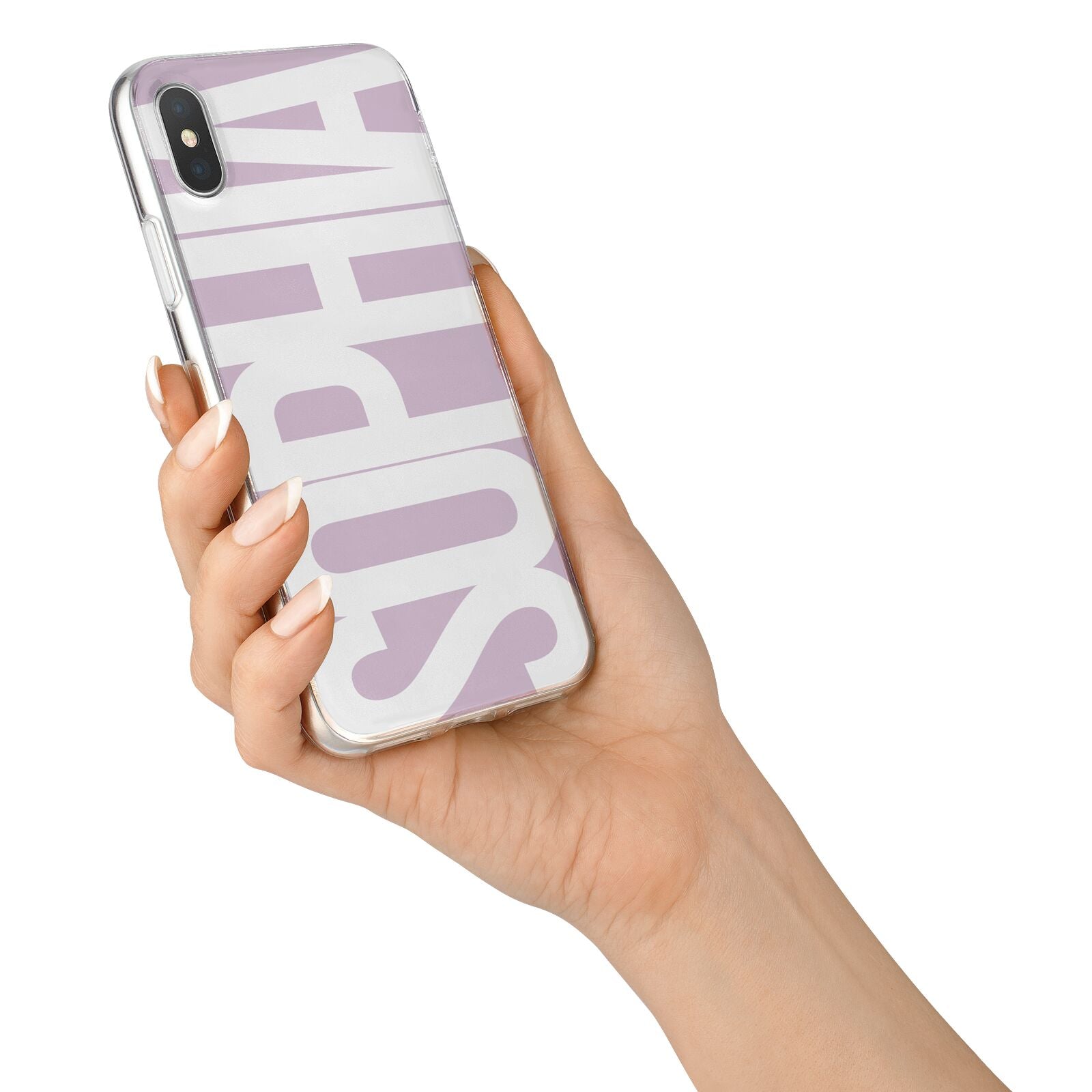 Dusty Pink with Bold White Text iPhone X Bumper Case on Silver iPhone Alternative Image 2