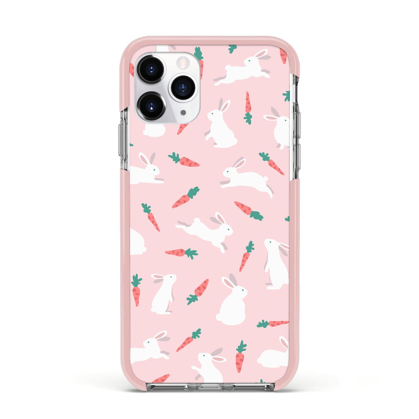 Easter Bunny And Carrot Apple iPhone 11 Pro in Silver with Pink Impact Case