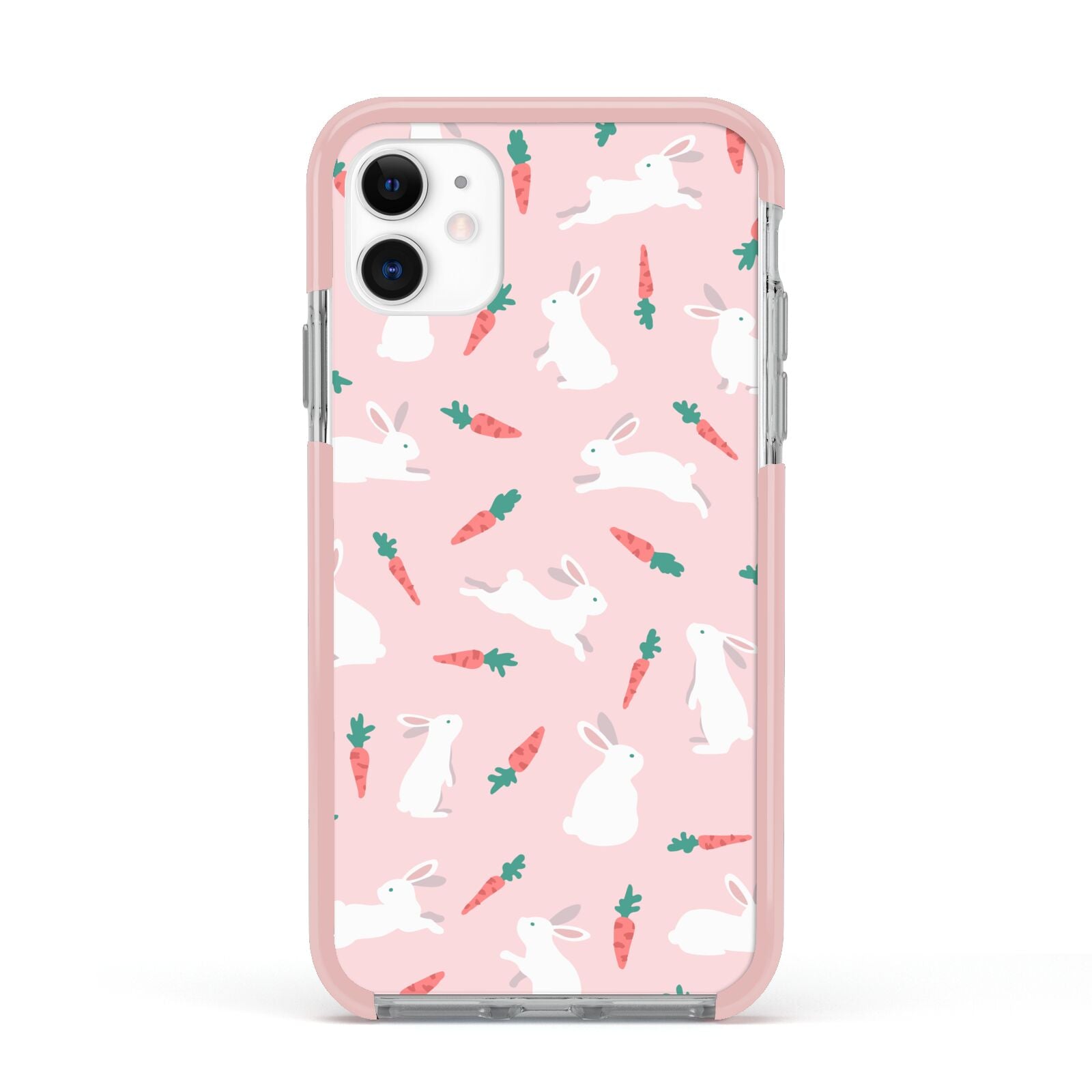 Easter Bunny And Carrot Apple iPhone 11 in White with Pink Impact Case