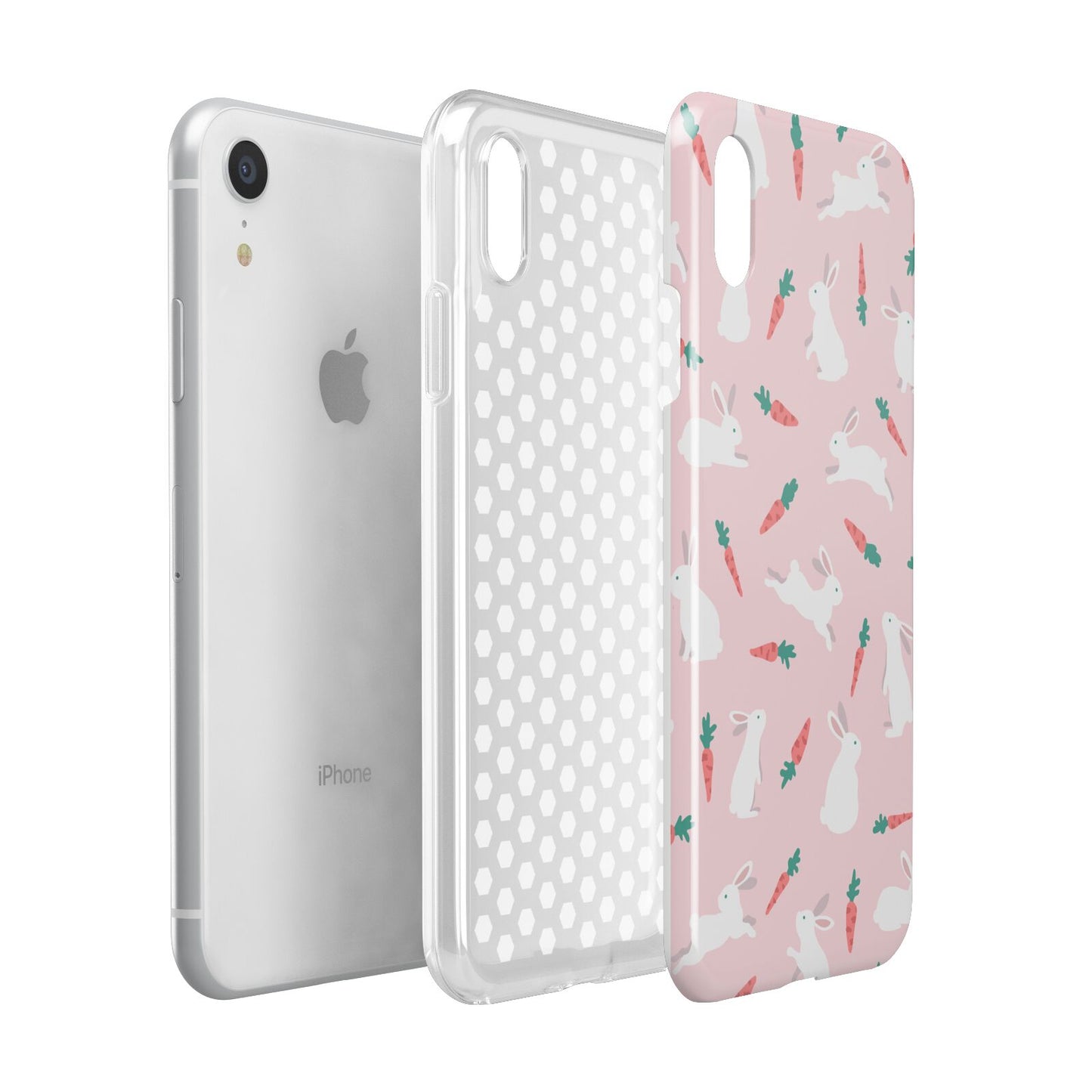Easter Bunny And Carrot Apple iPhone XR White 3D Tough Case Expanded view