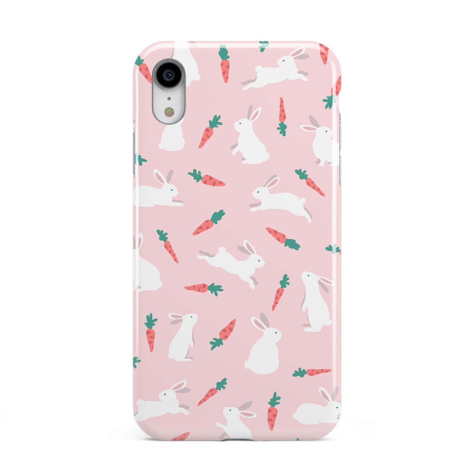 Easter Bunny And Carrot Apple iPhone XR White 3D Tough Case