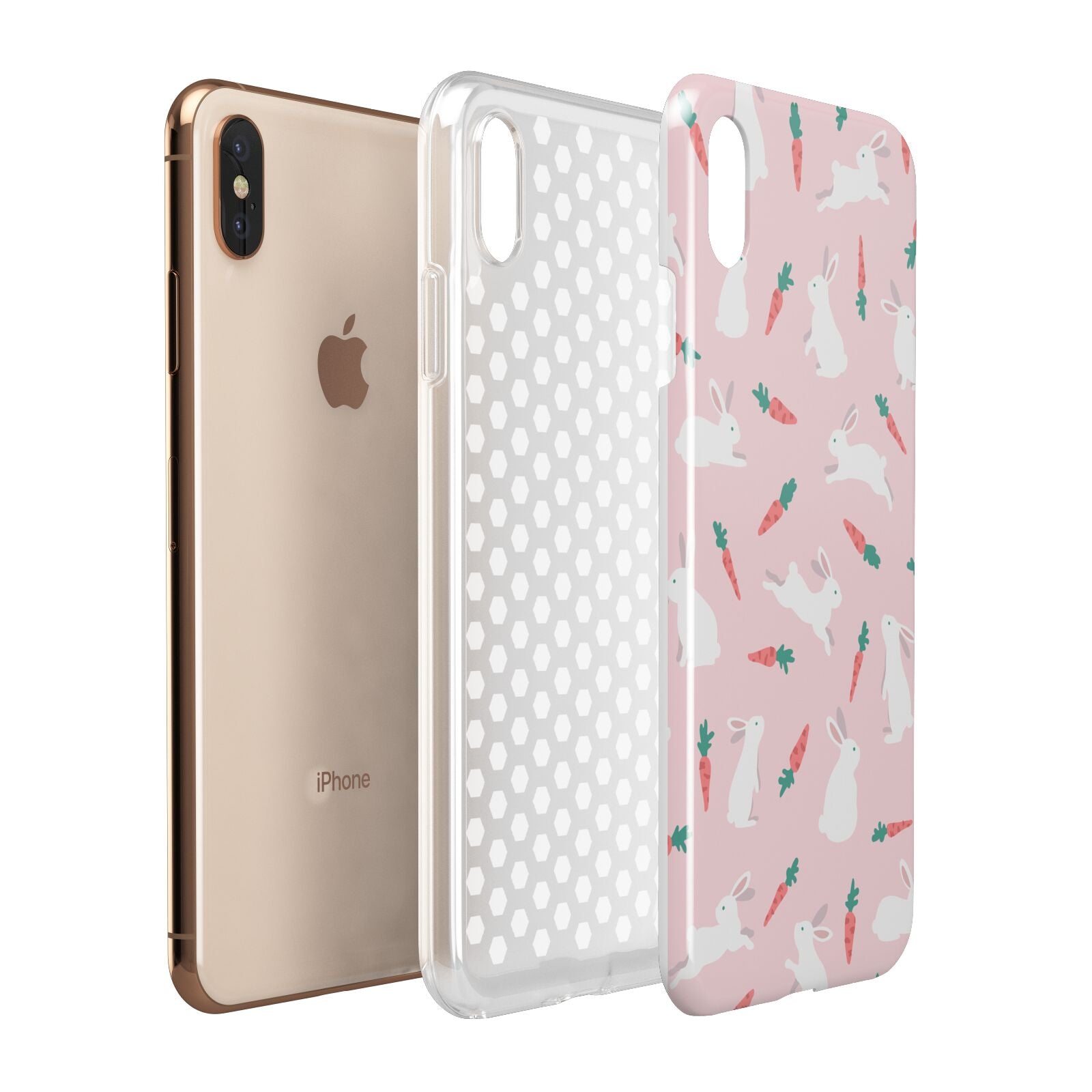 Easter Bunny And Carrot Apple iPhone Xs Max 3D Tough Case Expanded View
