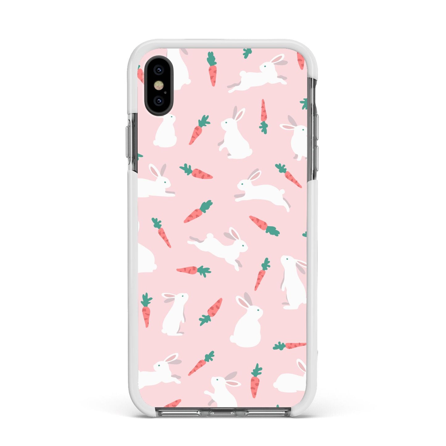 Easter Bunny And Carrot Apple iPhone Xs Max Impact Case White Edge on Black Phone
