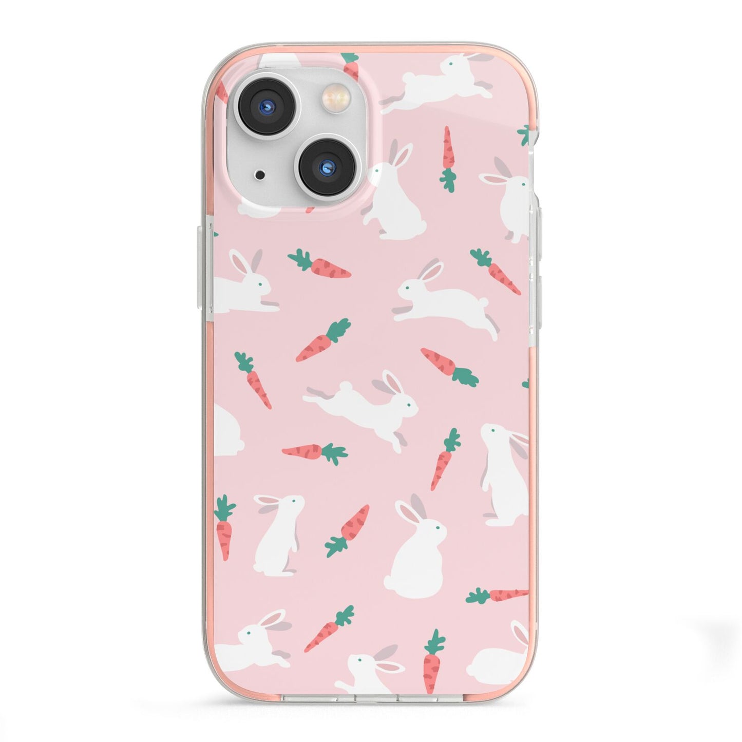 Easter Bunny And Carrot iPhone 13 Mini TPU Impact Case with Pink Edges