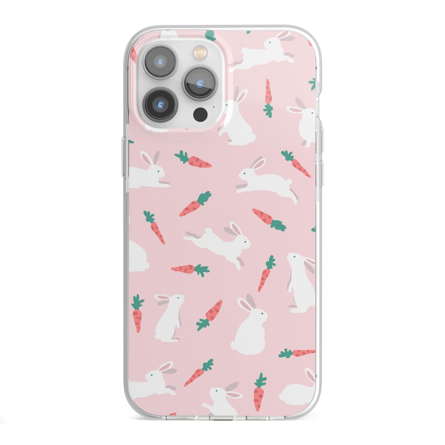 Easter Bunny And Carrot iPhone 13 Pro Max TPU Impact Case with White Edges