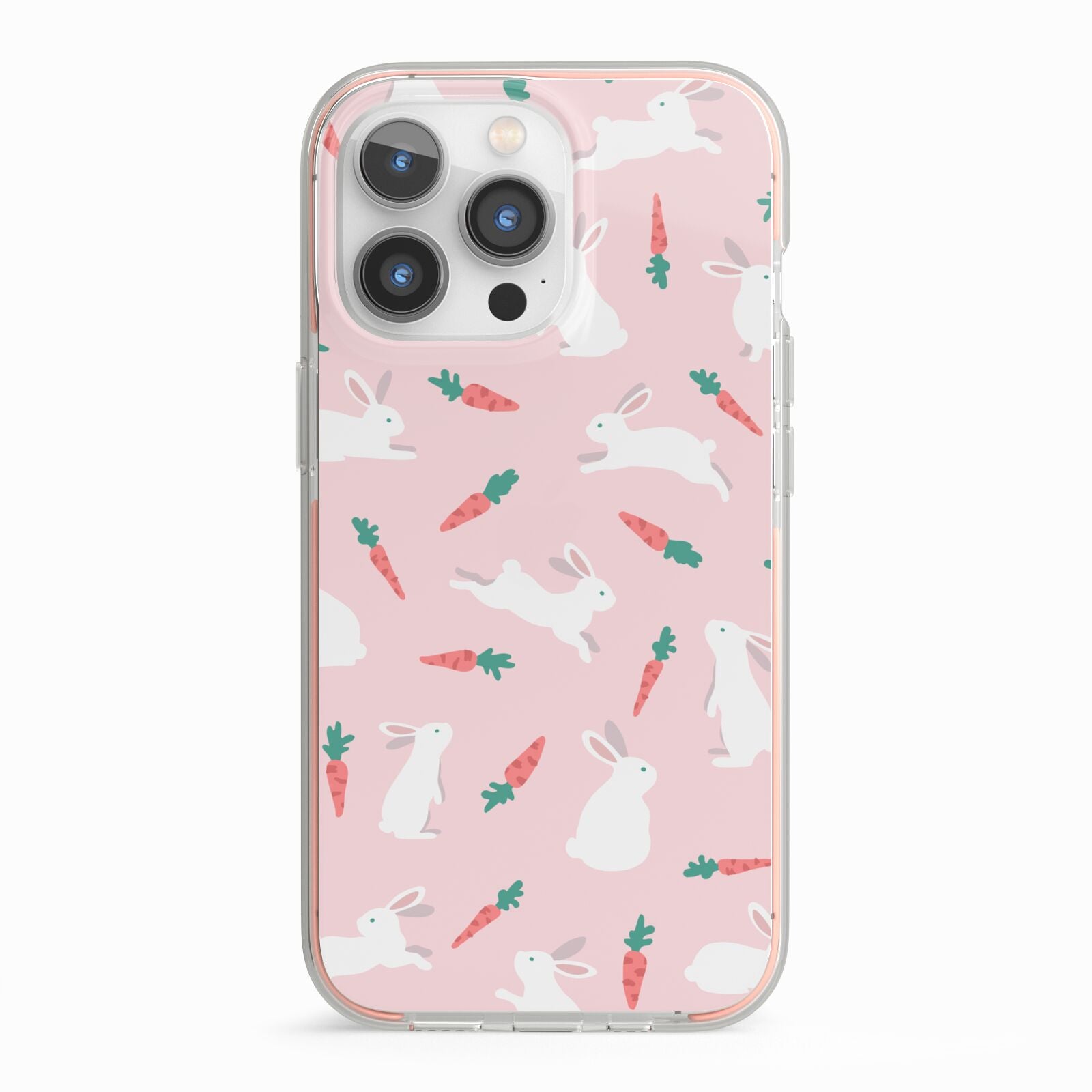 Easter Bunny And Carrot iPhone 13 Pro TPU Impact Case with Pink Edges