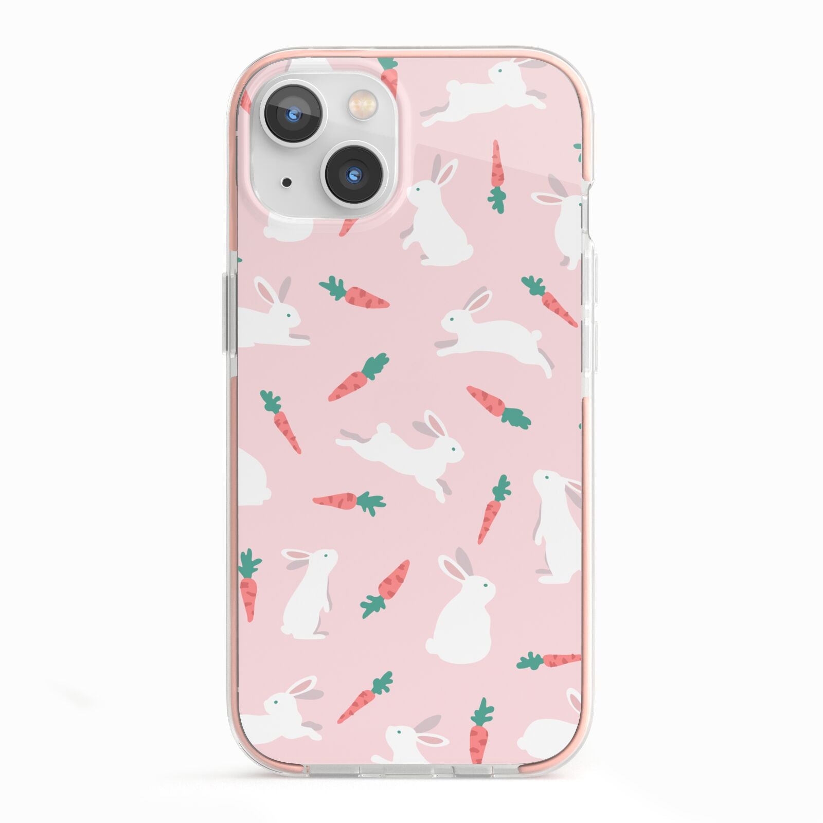Easter Bunny And Carrot iPhone 13 TPU Impact Case with Pink Edges
