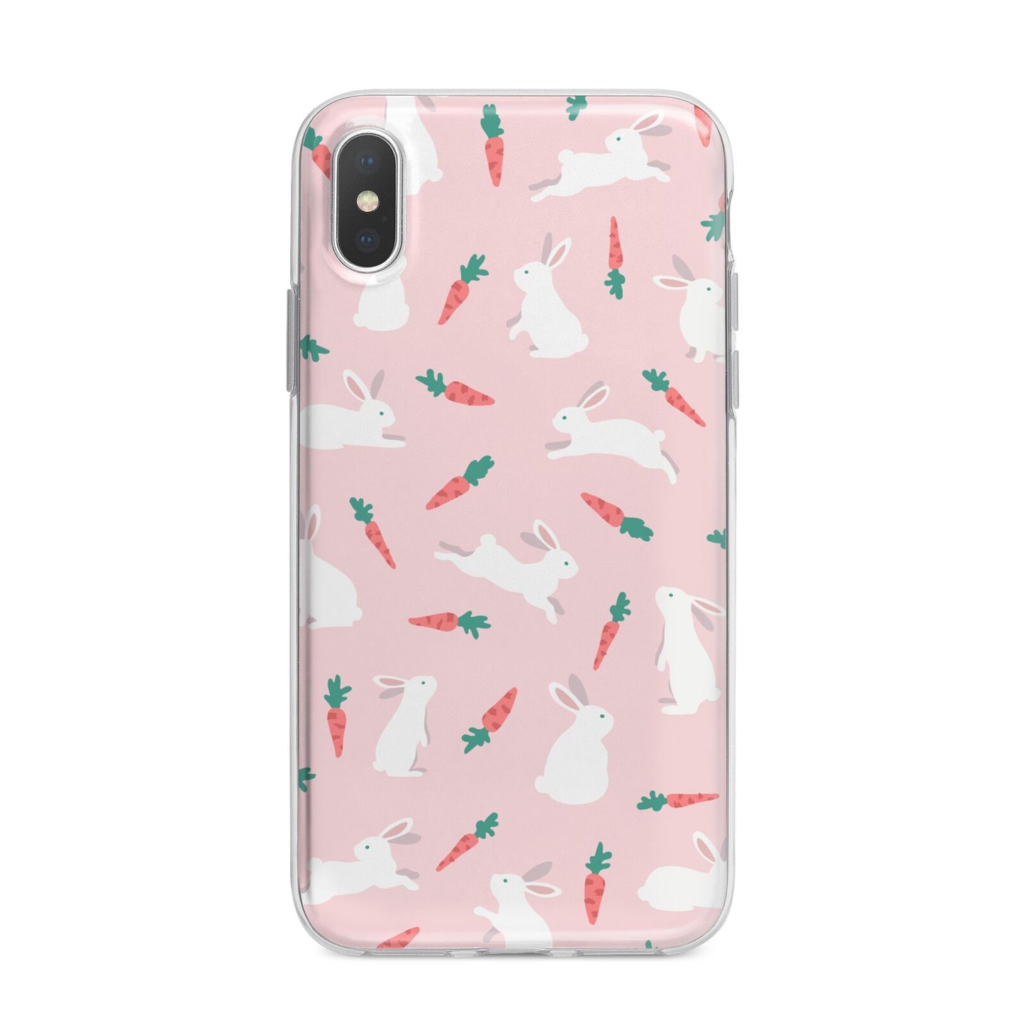 Easter Bunny And Carrot iPhone X Bumper Case on Silver iPhone Alternative Image 1