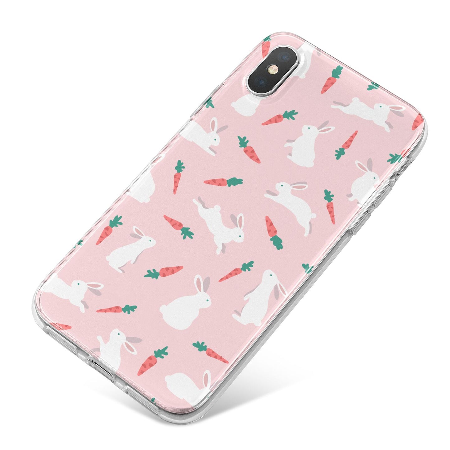 Easter Bunny And Carrot iPhone X Bumper Case on Silver iPhone