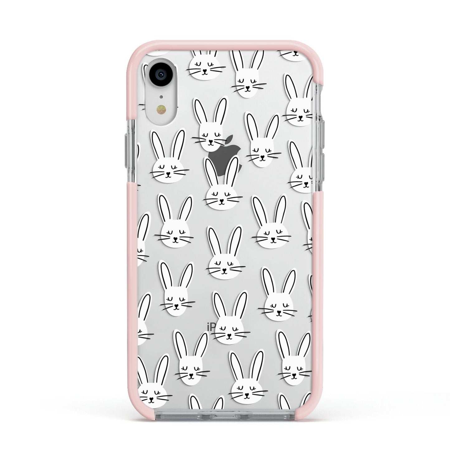 Easter Bunny Apple iPhone XR Impact Case Pink Edge on Silver Phone