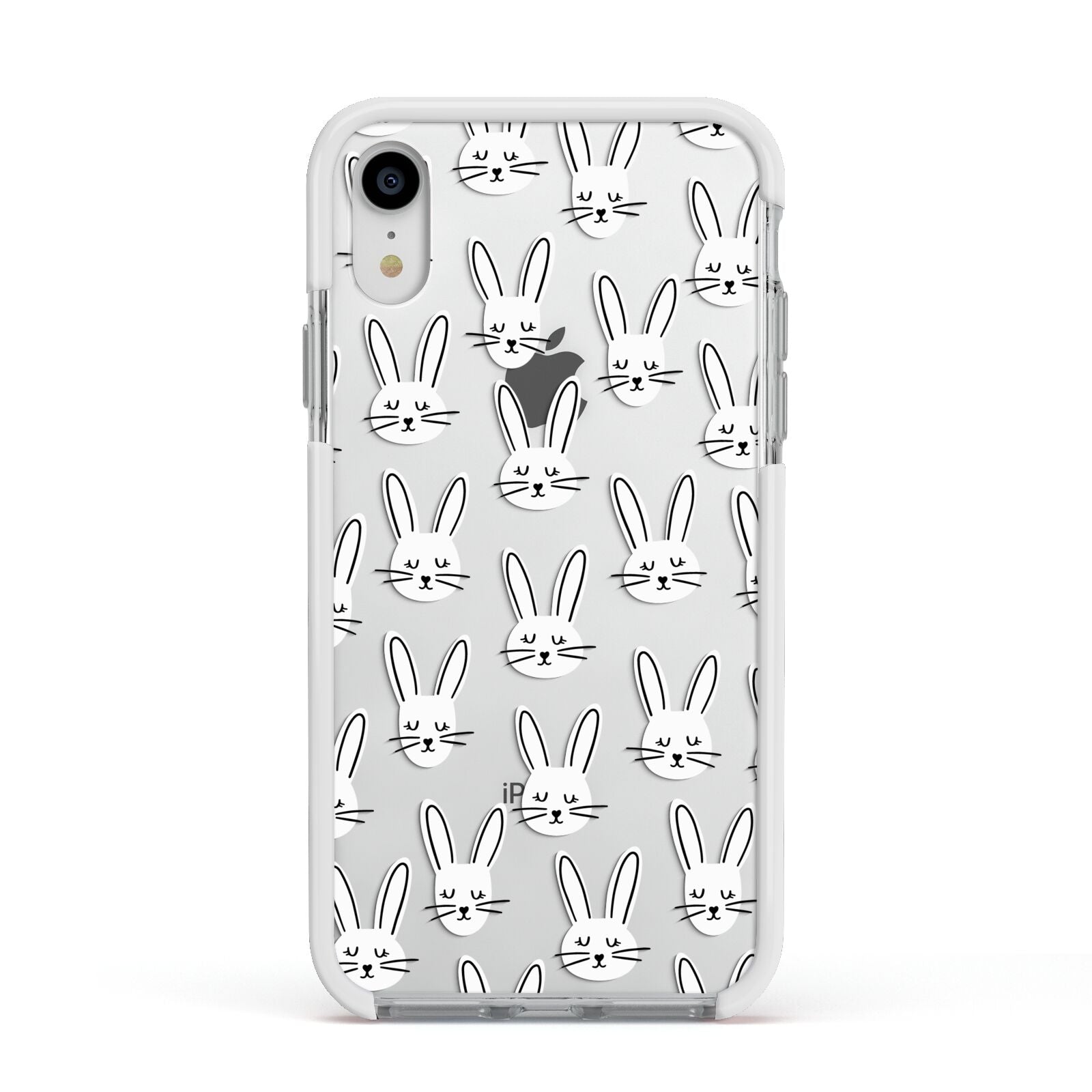 Easter Bunny Apple iPhone XR Impact Case White Edge on Silver Phone