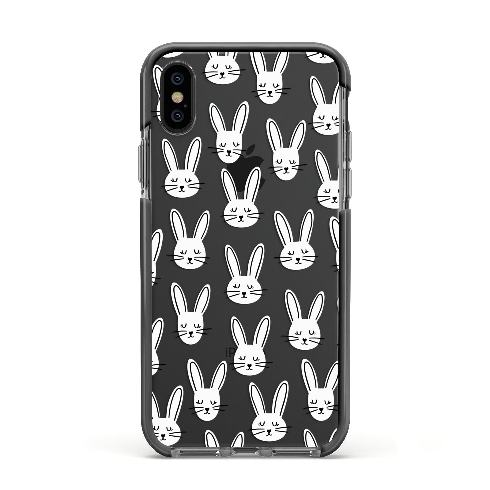 Easter Bunny Apple iPhone Xs Impact Case Black Edge on Black Phone