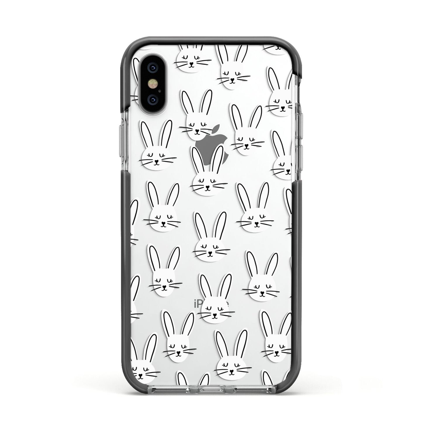 Easter Bunny Apple iPhone Xs Impact Case Black Edge on Silver Phone