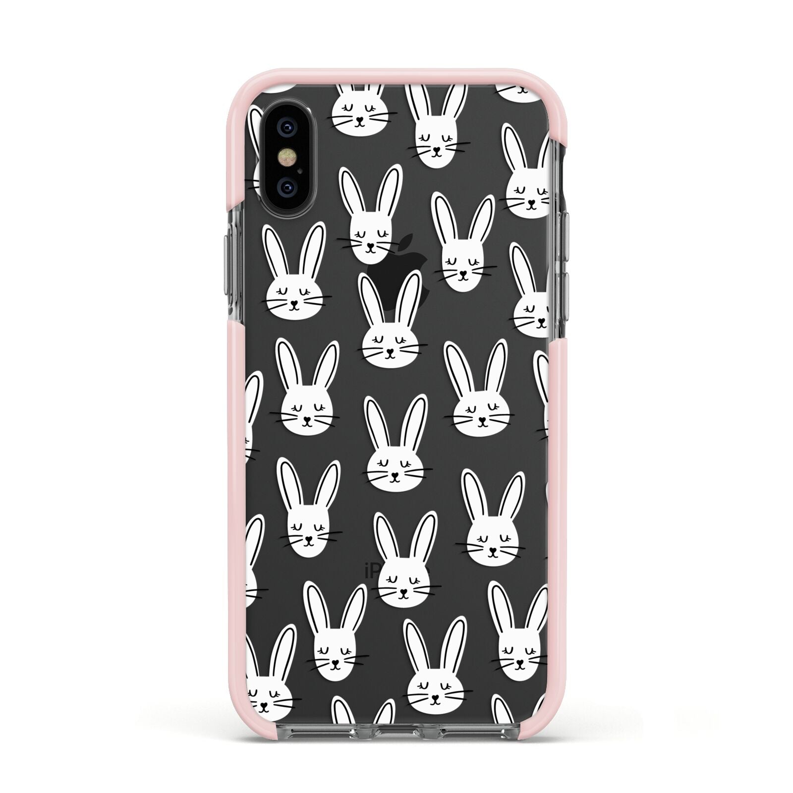 Easter Bunny Apple iPhone Xs Impact Case Pink Edge on Black Phone