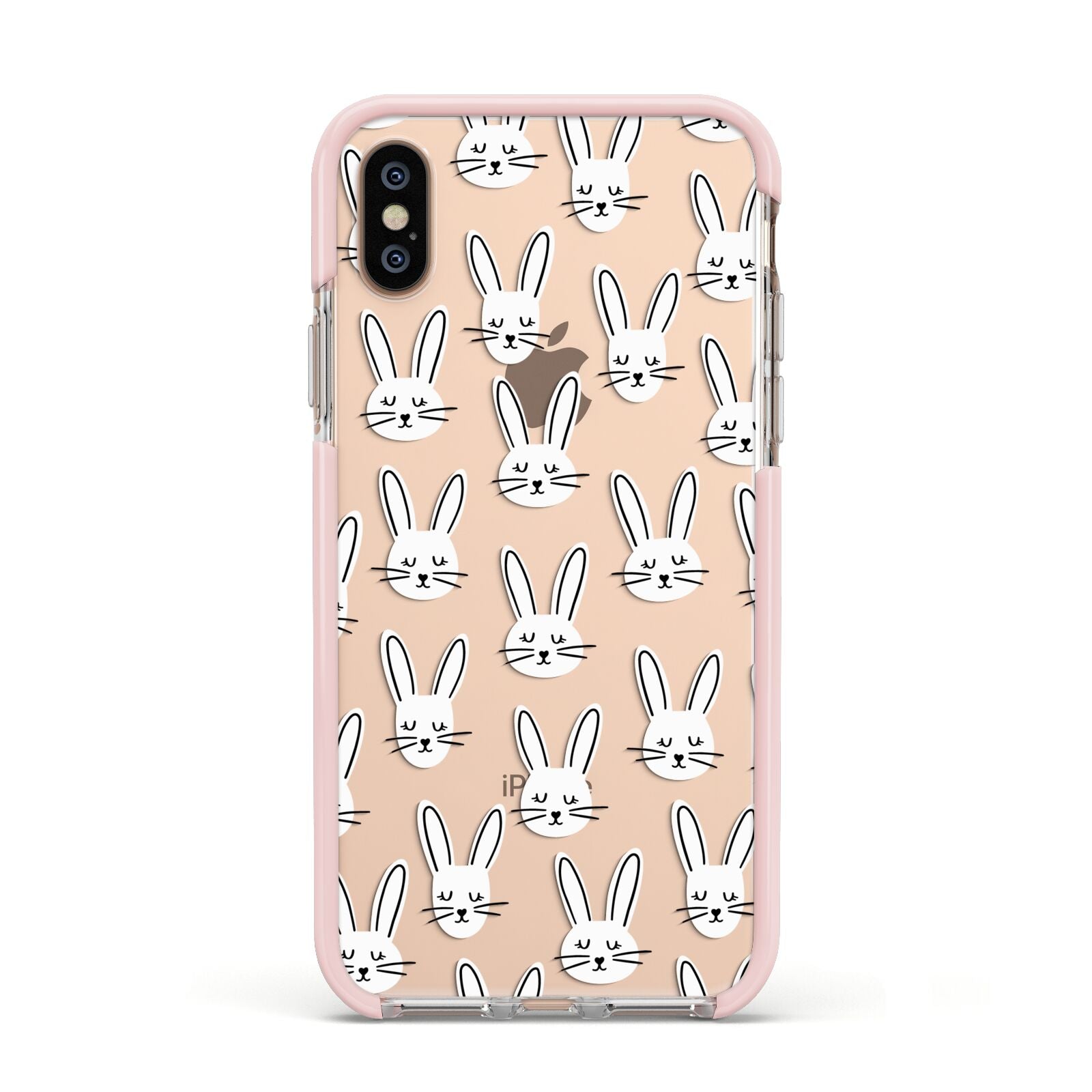 Easter Bunny Apple iPhone Xs Impact Case Pink Edge on Gold Phone