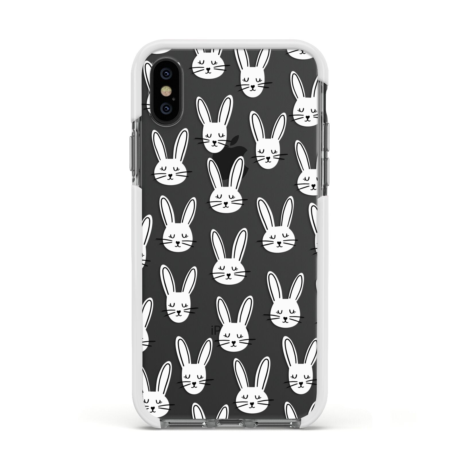 Easter Bunny Apple iPhone Xs Impact Case White Edge on Black Phone