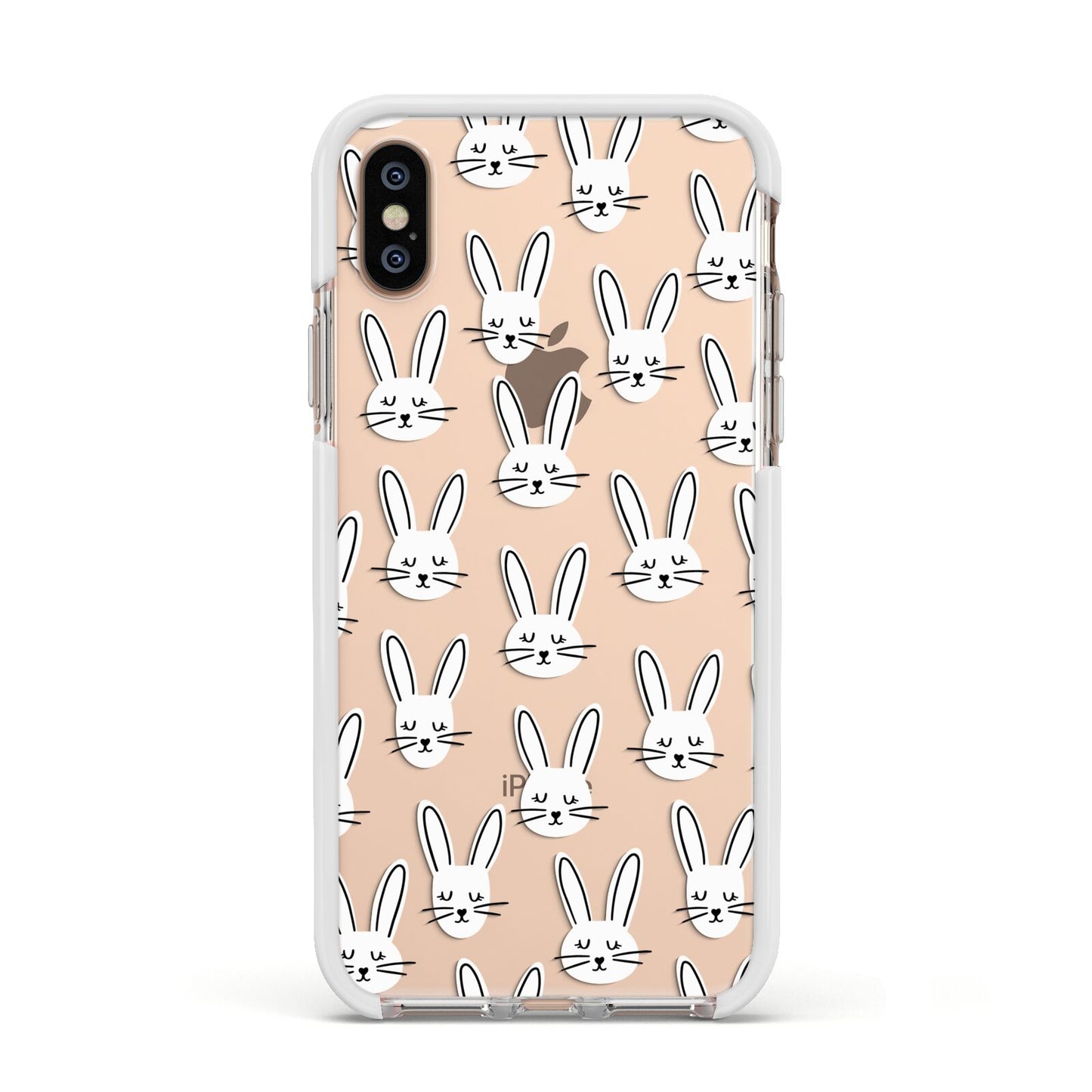 Easter Bunny Apple iPhone Xs Impact Case White Edge on Gold Phone