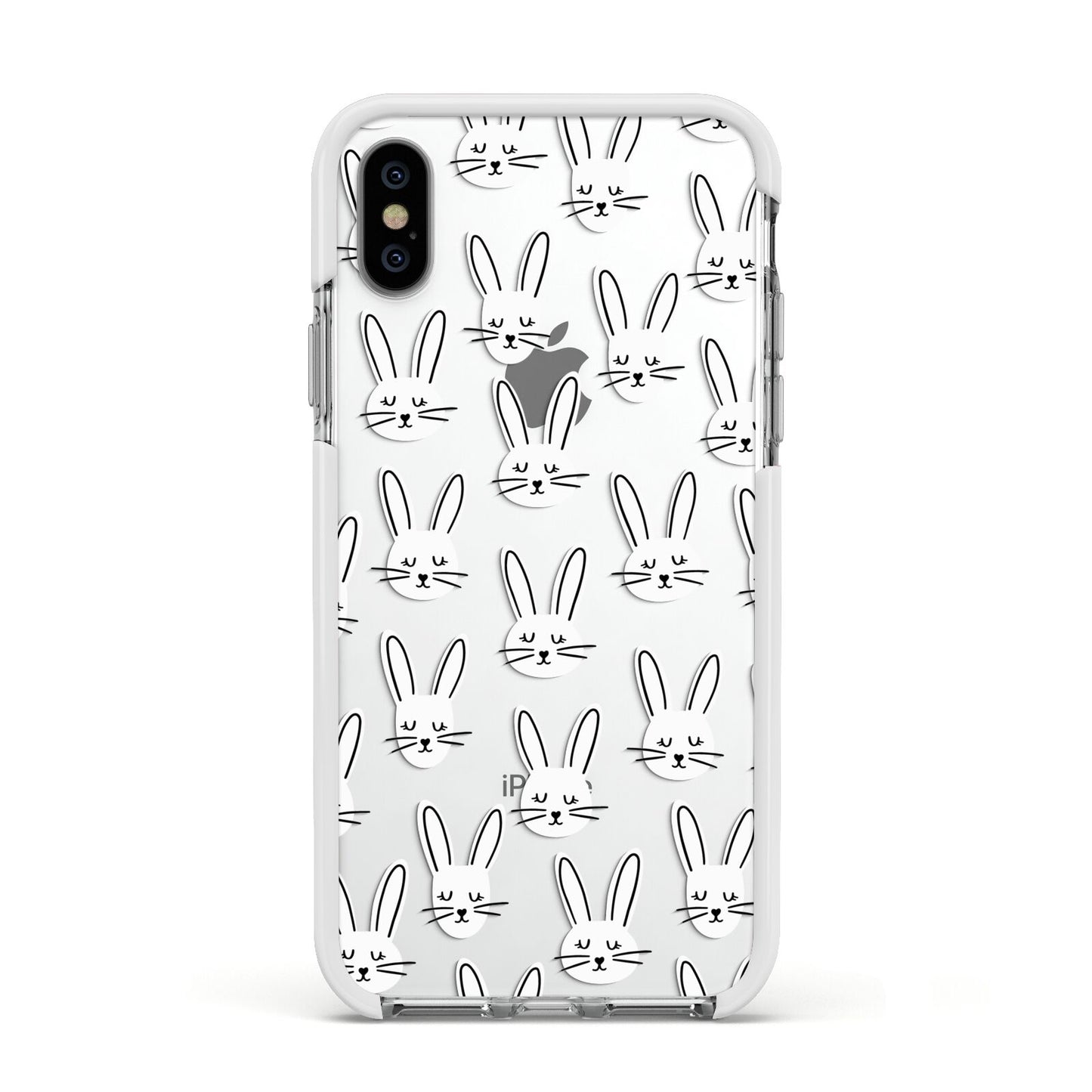 Easter Bunny Apple iPhone Xs Impact Case White Edge on Silver Phone