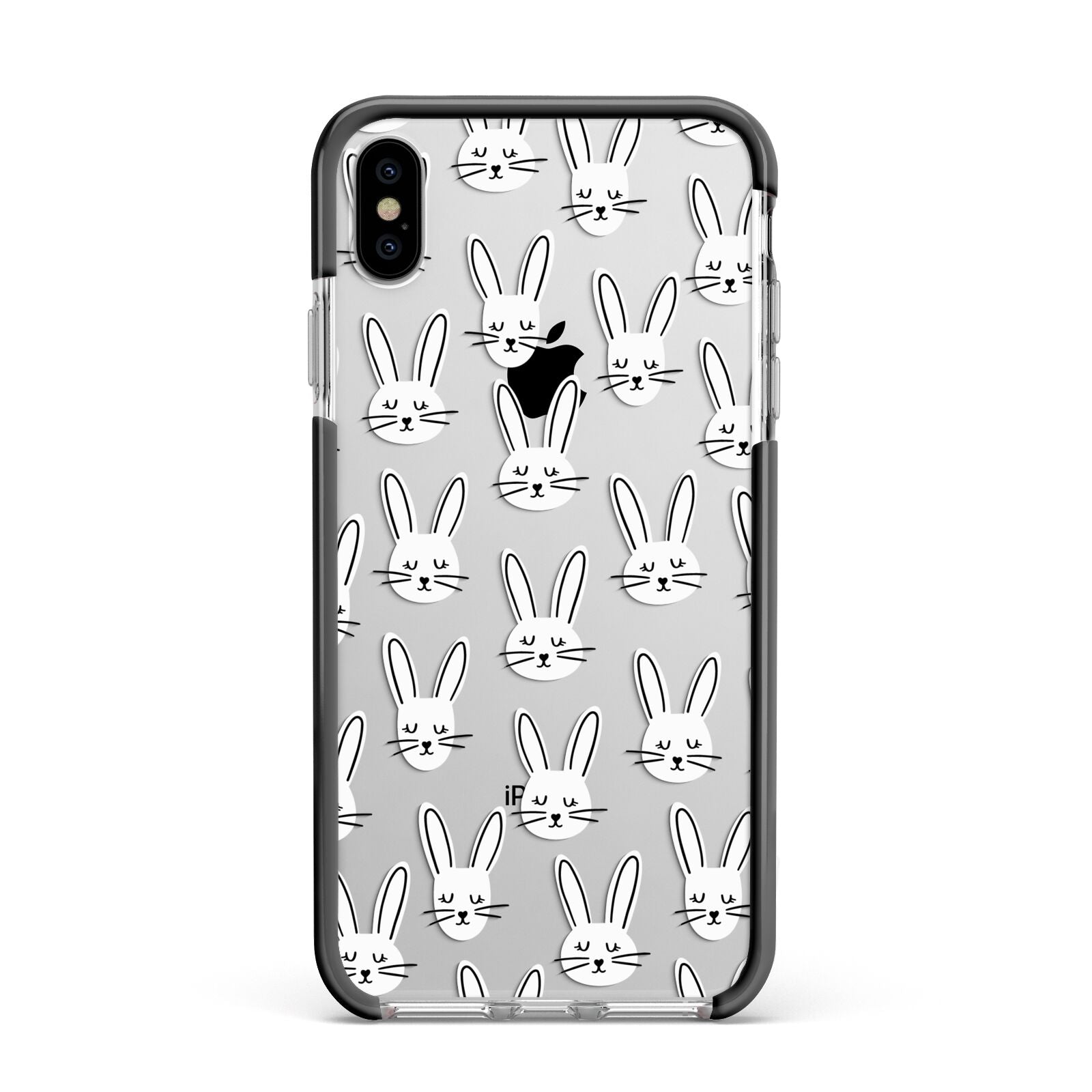 Easter Bunny Apple iPhone Xs Max Impact Case Black Edge on Silver Phone