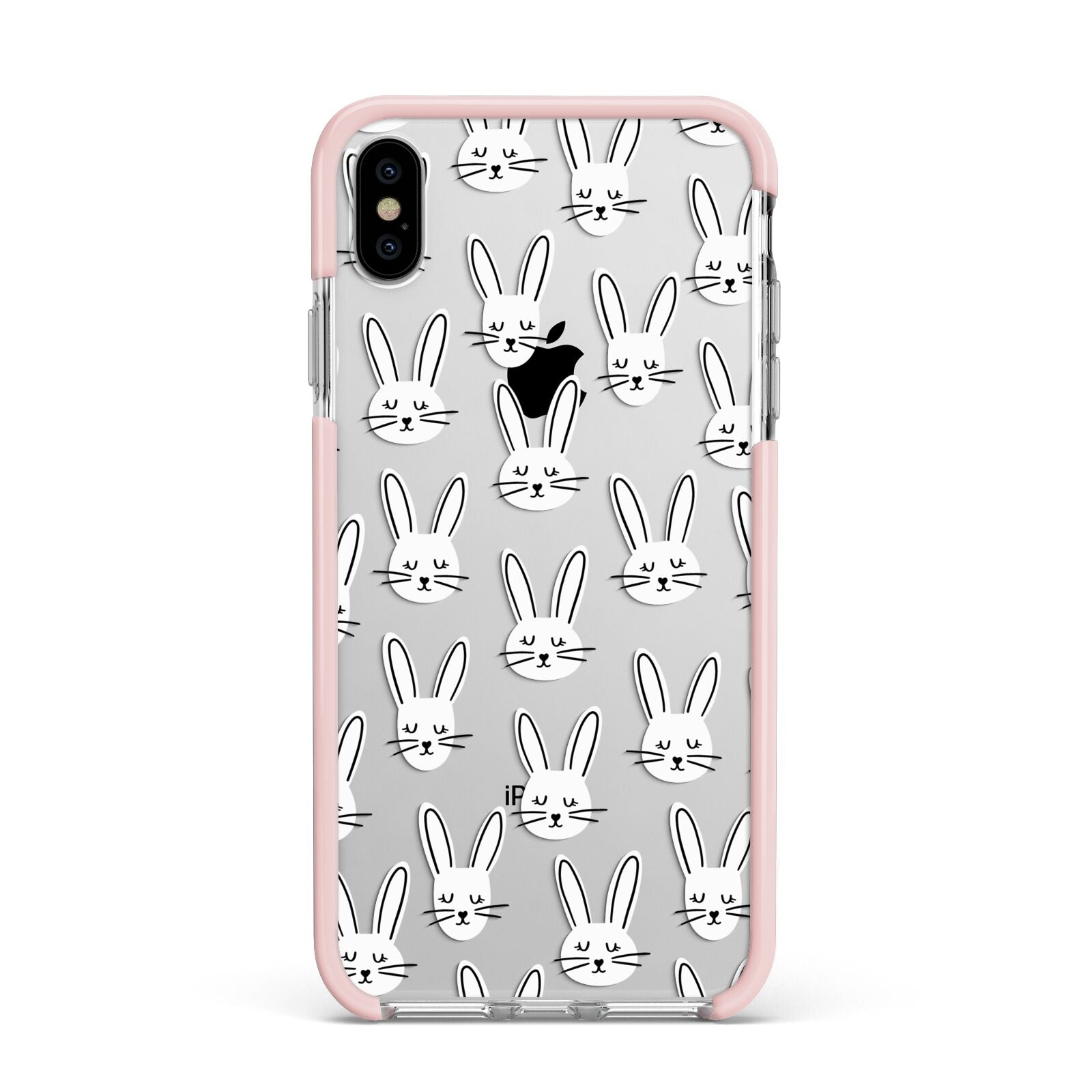 Easter Bunny Apple iPhone Xs Max Impact Case Pink Edge on Silver Phone