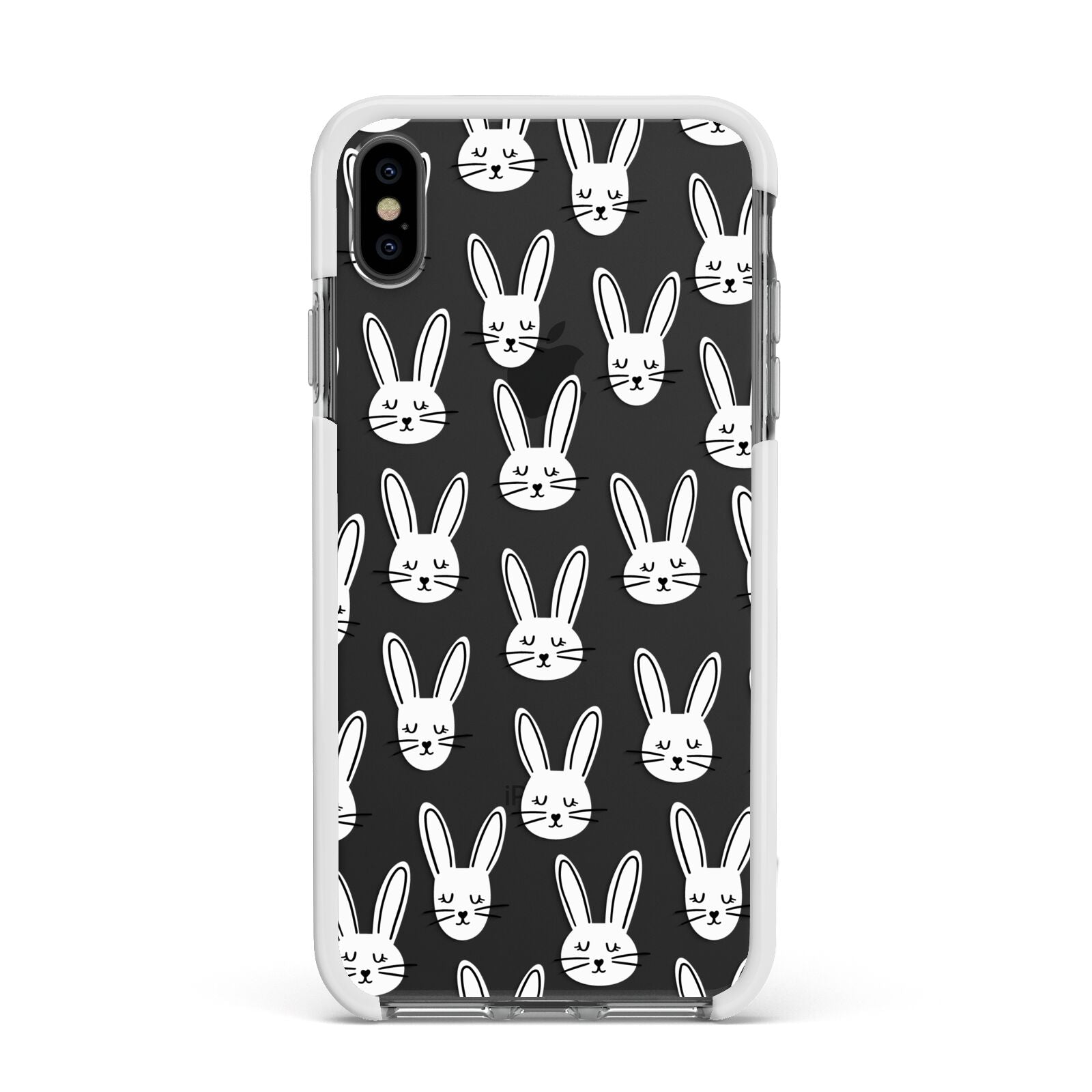Easter Bunny Apple iPhone Xs Max Impact Case White Edge on Black Phone