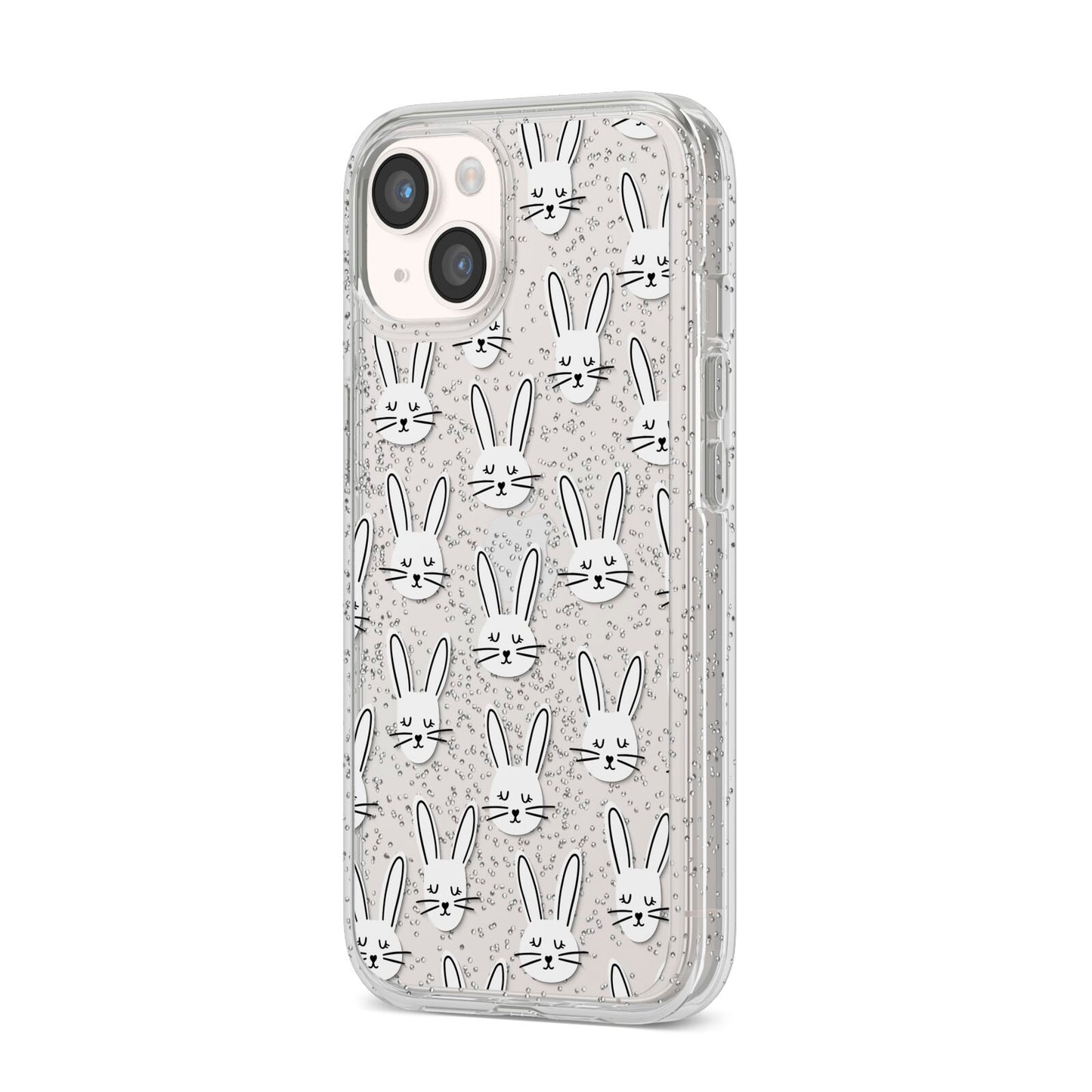 Easter Bunny iPhone 14 Glitter Tough Case Starlight Angled Image