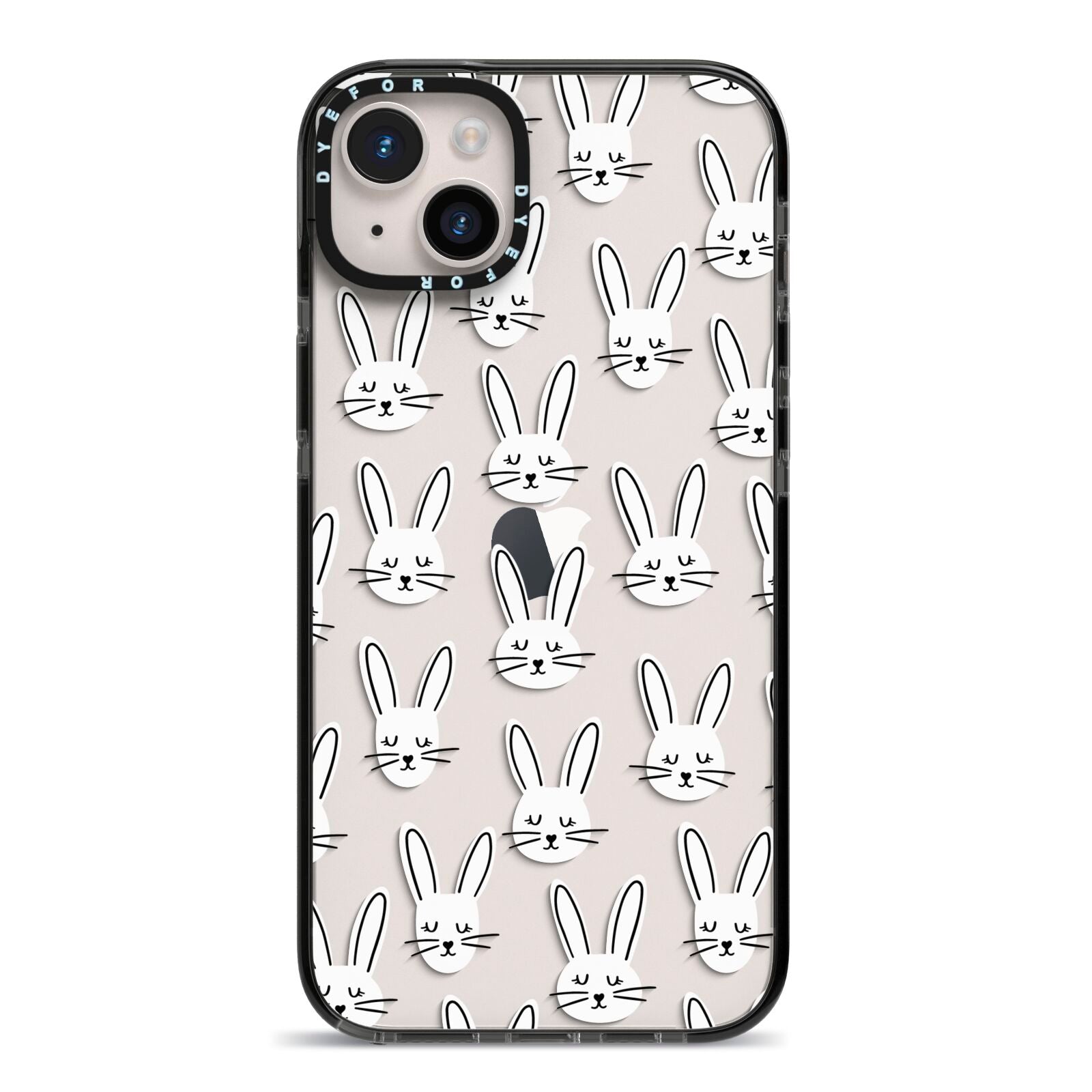 Easter Bunny iPhone 14 Plus Black Impact Case on Silver phone
