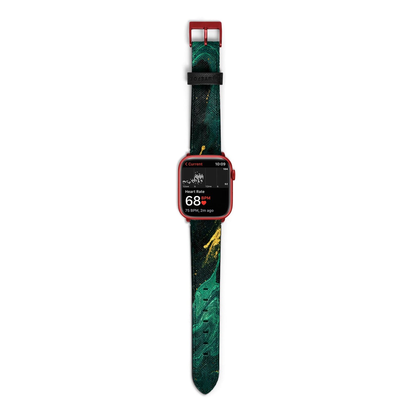 Emerald Green Apple Watch Strap Size 38mm with Red Hardware