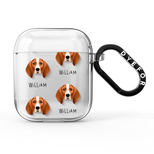 English Coonhound Icon with Name AirPods Clear Case