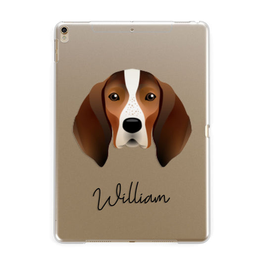 English Coonhound Personalised Apple iPad Gold Case