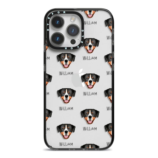Entlebucher Mountain Dog Icon with Name iPhone 14 Pro Max Black Impact Case on Silver phone