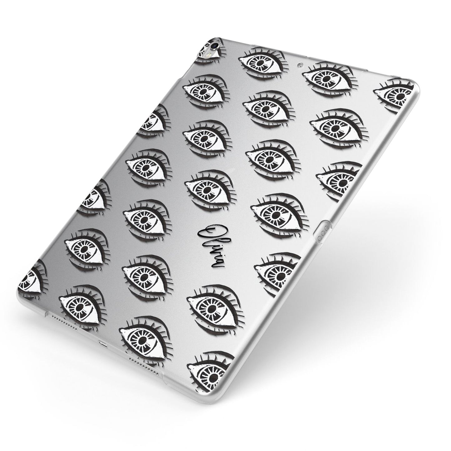 Eye Eye Personalised Apple iPad Case on Silver iPad Side View