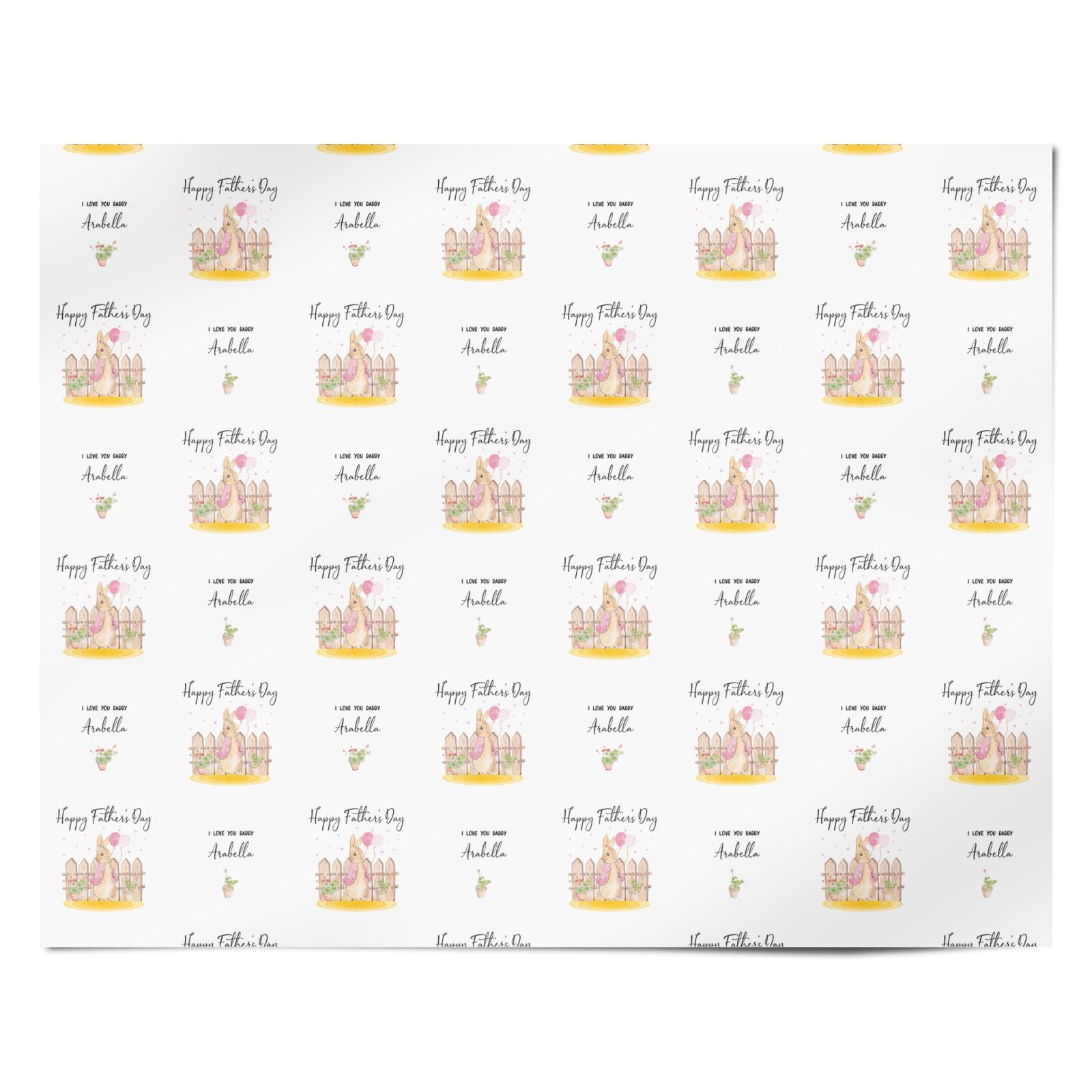 Fathers Day Girl Rabbit Personalised Wrapping Paper Alternative