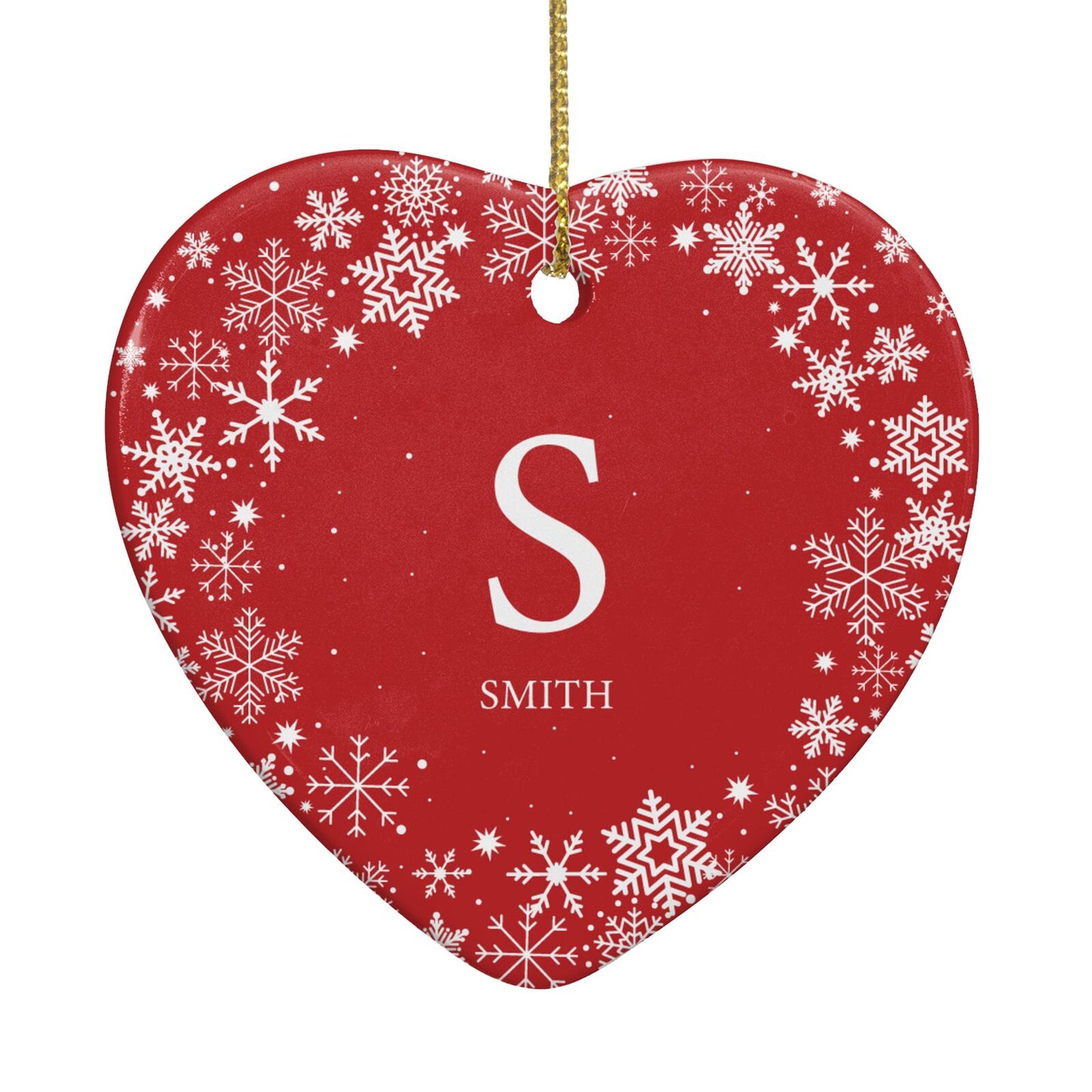 Festive Monogram Personalised Heart Decoration Back Image