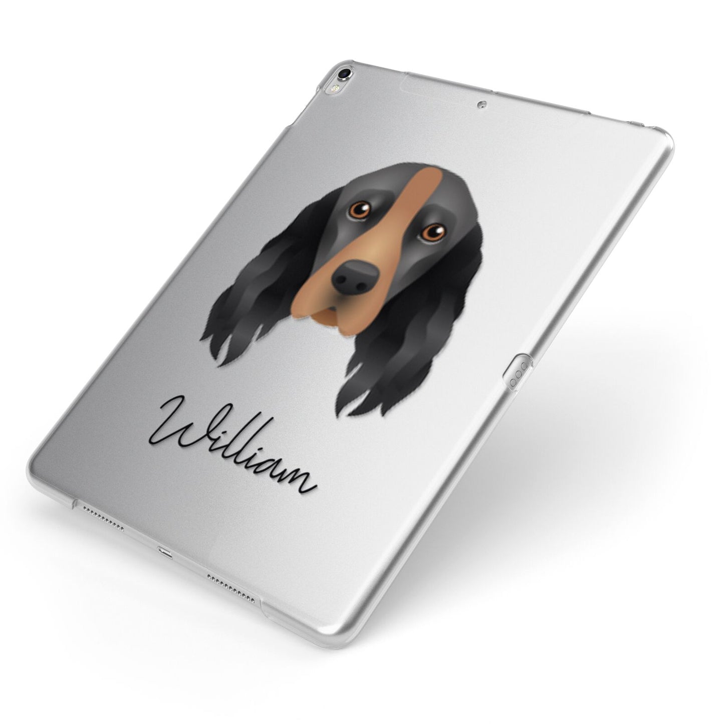 Field Spaniel Personalised Apple iPad Case on Silver iPad Side View