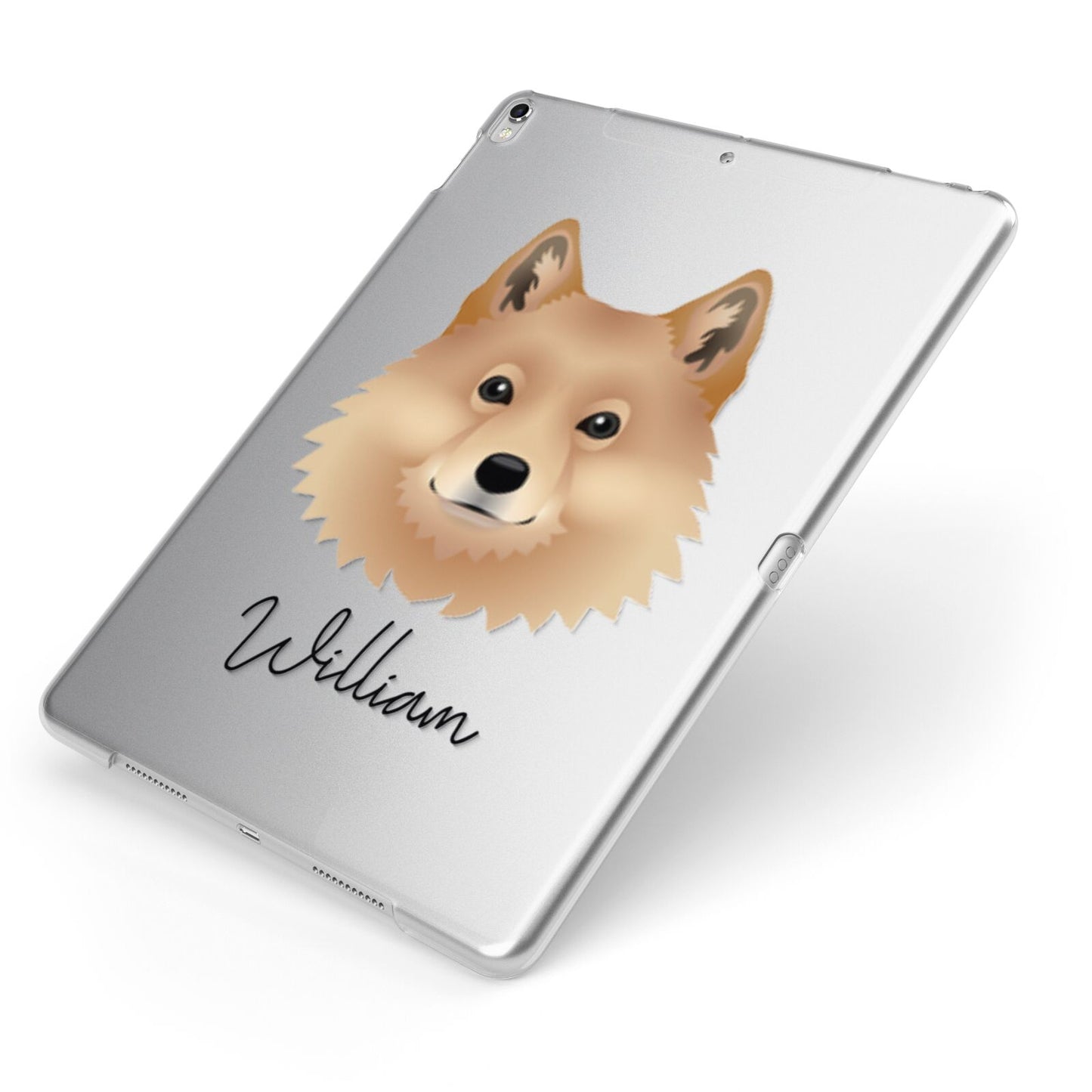 Finnish Spitz Personalised Apple iPad Case on Silver iPad Side View