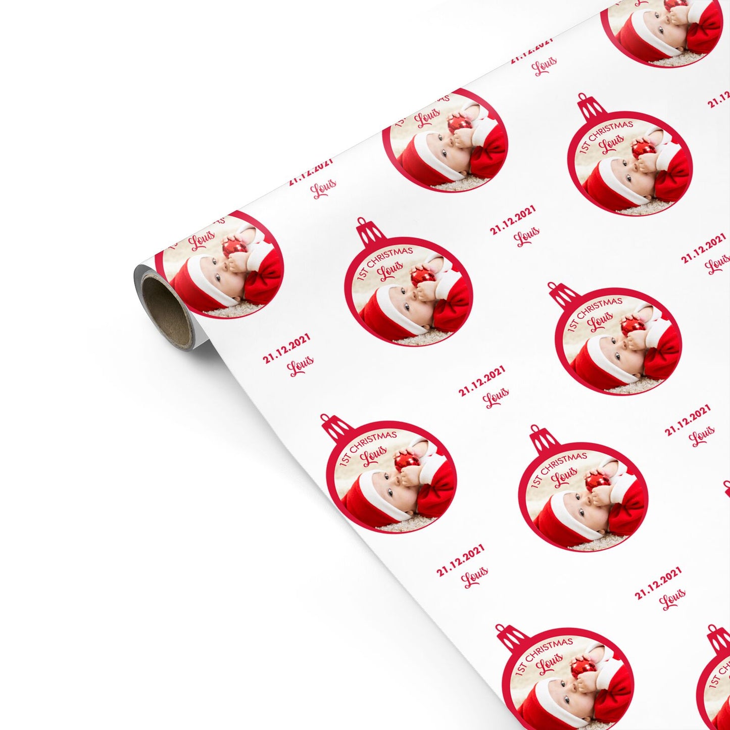 First Christmas Personalised Photo Personalised Gift Wrap