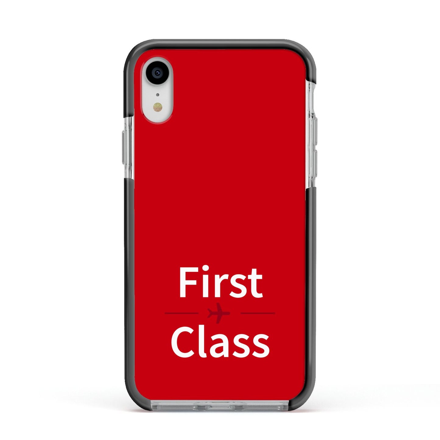 First Class Apple iPhone XR Impact Case Black Edge on Silver Phone