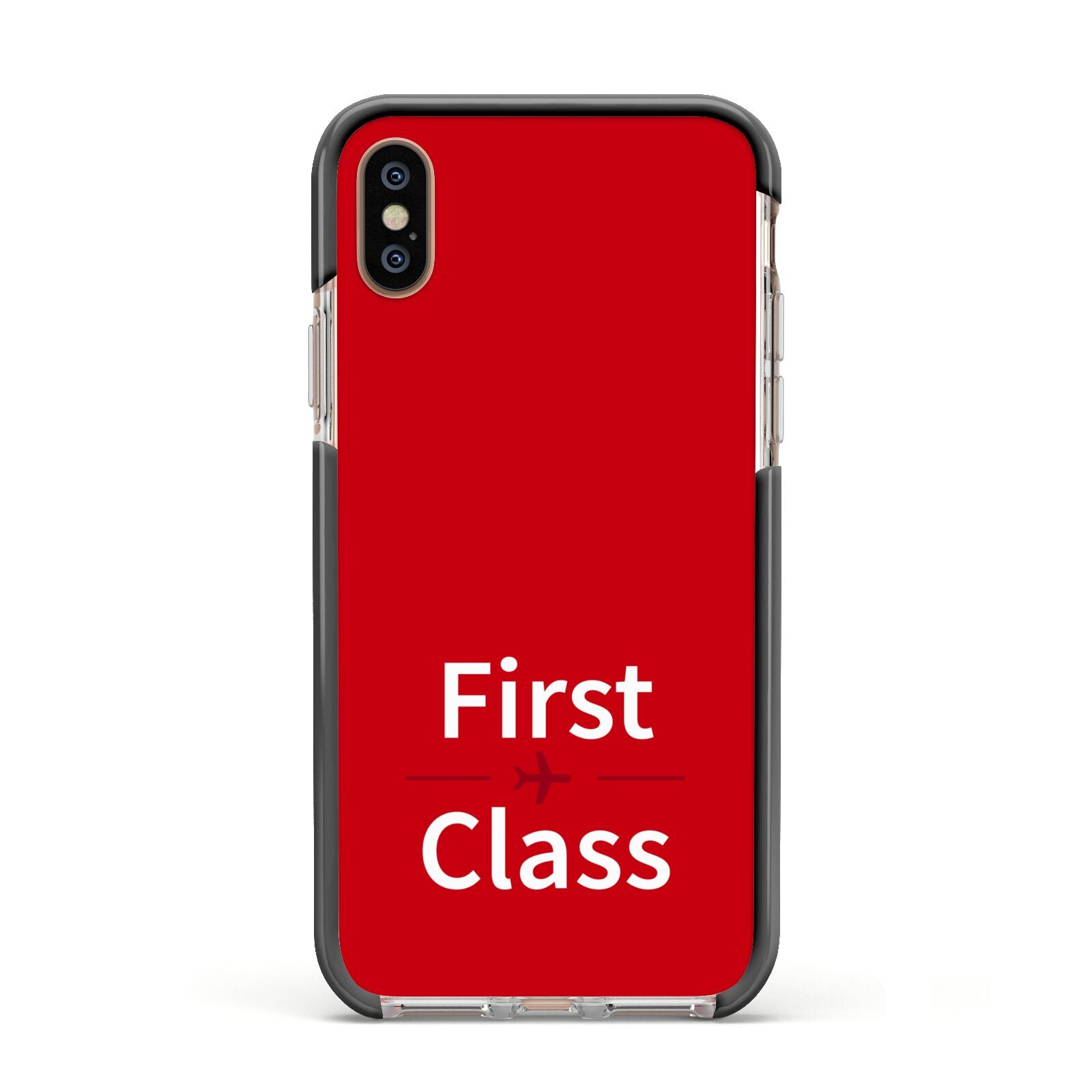 First Class Apple iPhone Xs Impact Case Black Edge on Gold Phone