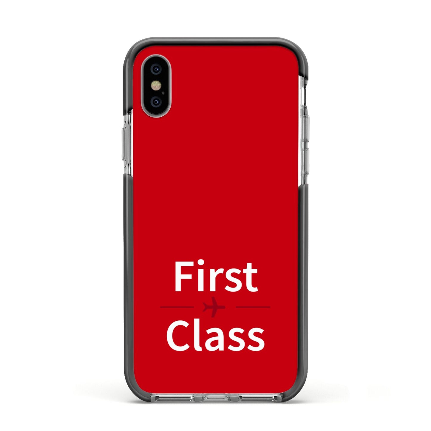 First Class Apple iPhone Xs Impact Case Black Edge on Silver Phone