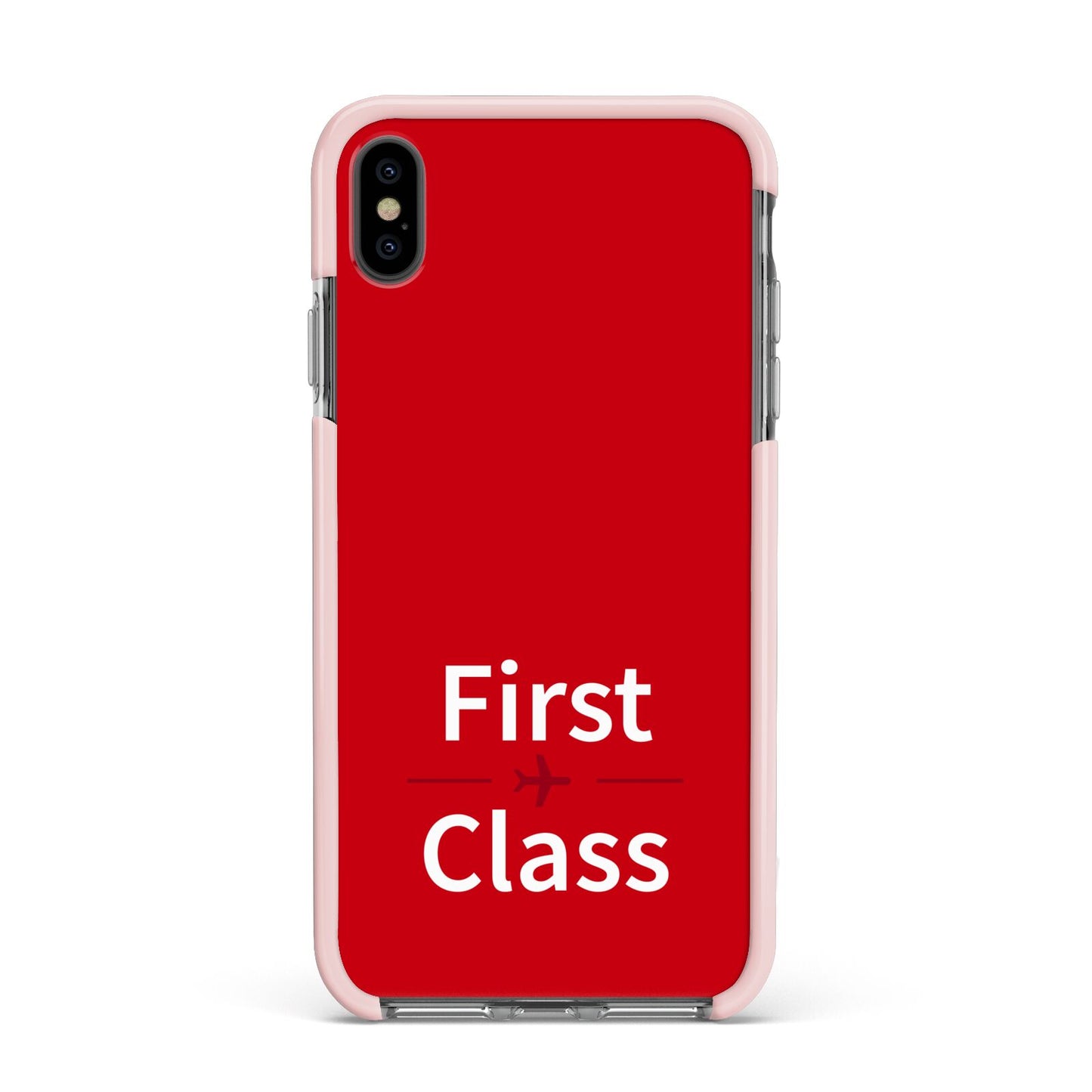 First Class Apple iPhone Xs Max Impact Case Pink Edge on Black Phone