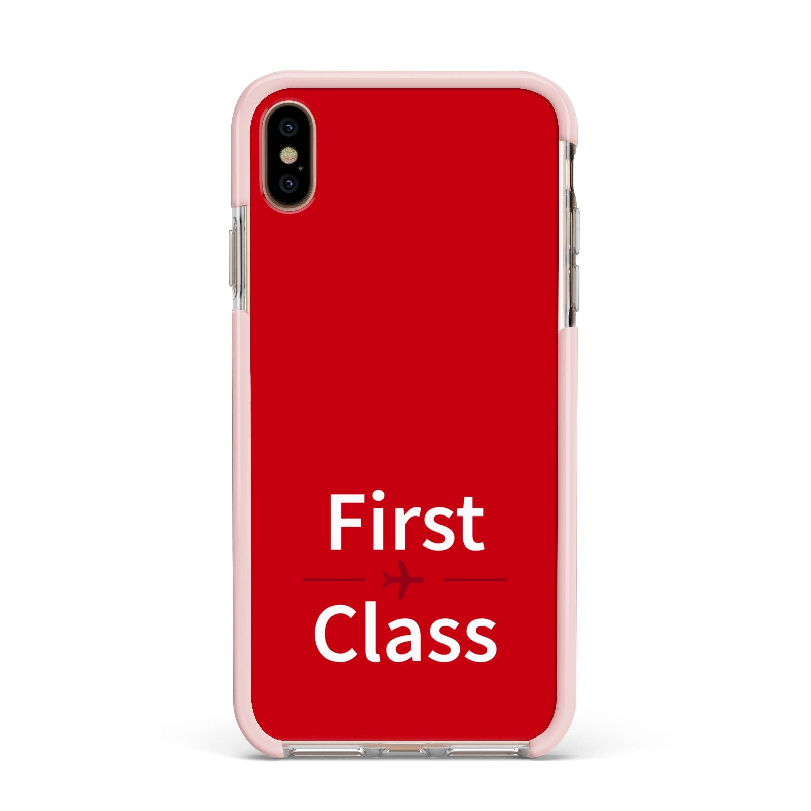 First Class Apple iPhone Xs Max Impact Case Pink Edge on Gold Phone