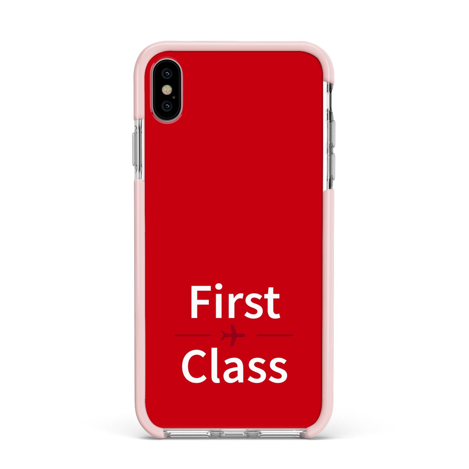 First Class Apple iPhone Xs Max Impact Case Pink Edge on Silver Phone