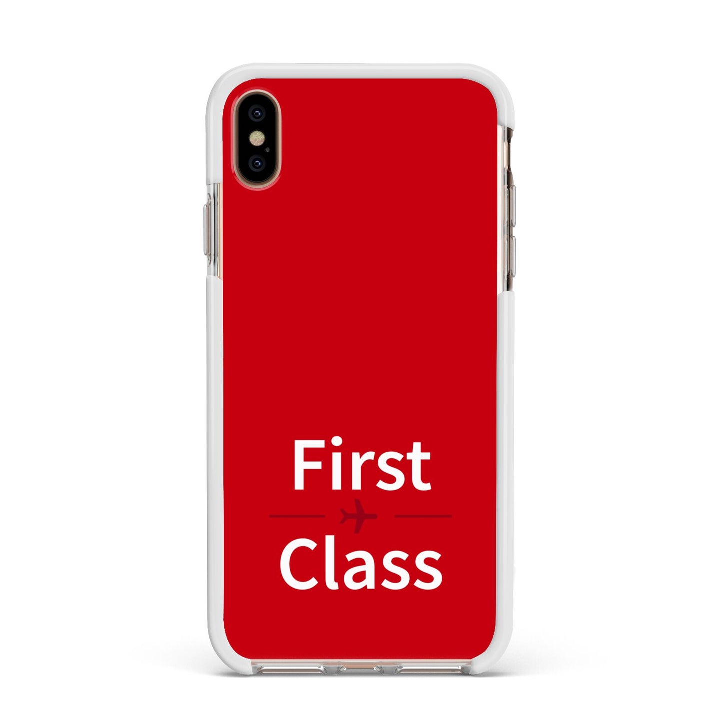 First Class Apple iPhone Xs Max Impact Case White Edge on Gold Phone