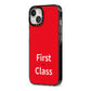 First Class iPhone 13 Black Impact Case Side Angle on Silver phone
