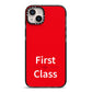 First Class iPhone 14 Plus Black Impact Case on Silver phone