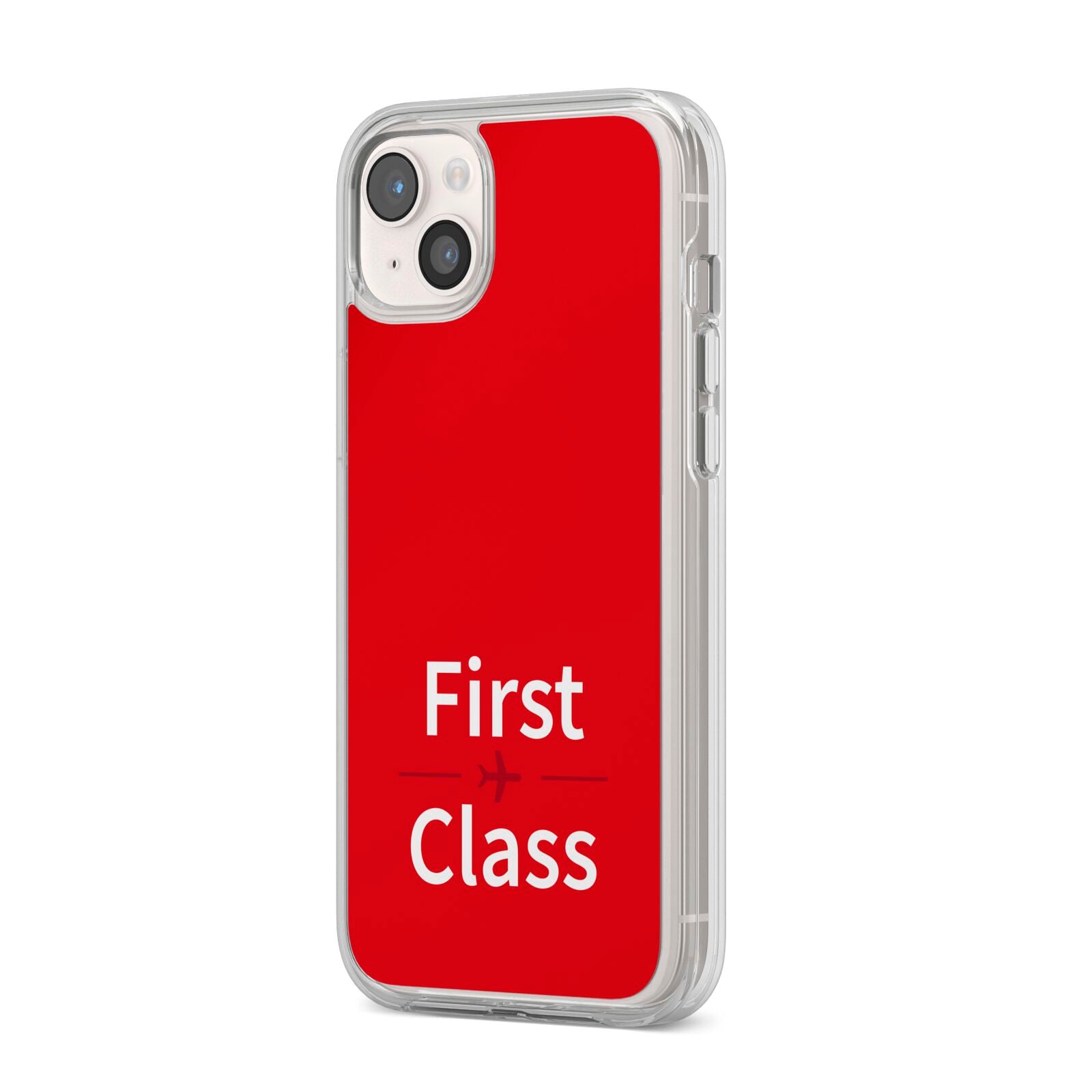 First Class iPhone 14 Plus Clear Tough Case Starlight Angled Image