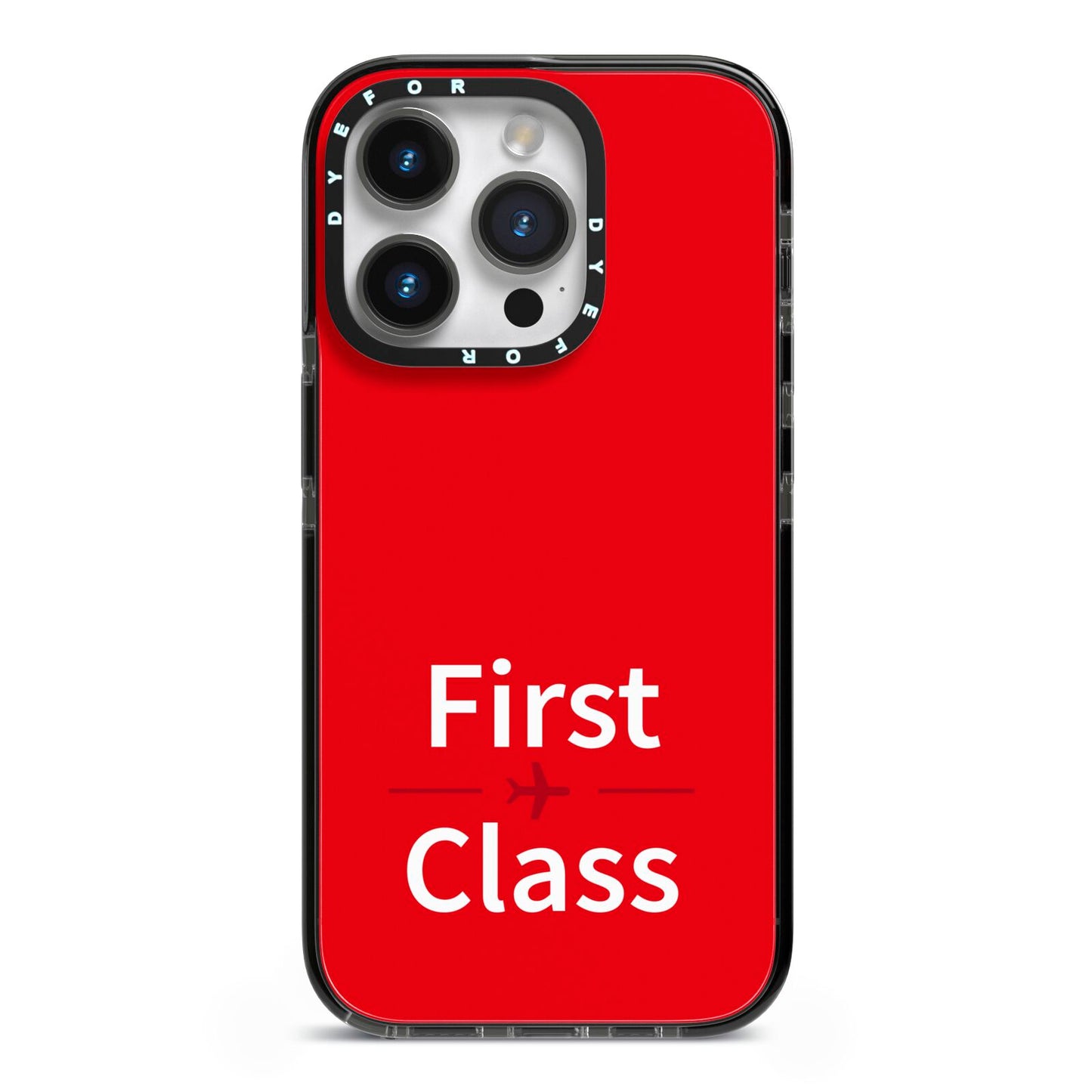 First Class iPhone 14 Pro Black Impact Case on Silver phone
