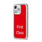 First Class iPhone 14 Pro Max Clear Tough Case Silver Angled Image